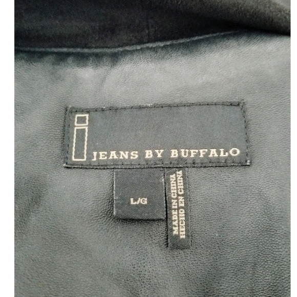 I JEANS BY BUFFALO BLACK LEATHER LOOK VEST SZ L - Picture 4 of 4